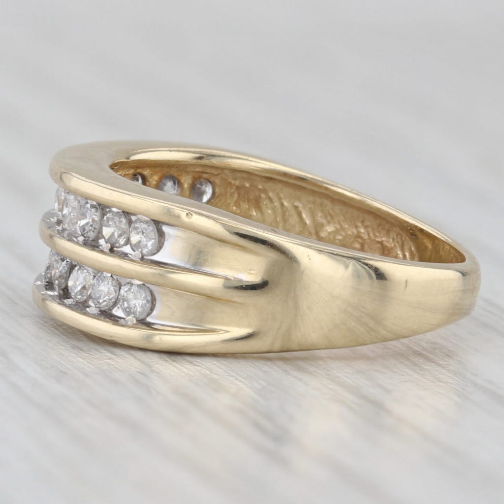 Light Gray 0.44ctw Diamond Double Band Ring 14k Yellow Gold Size 5-5.25 Wedding Stackable