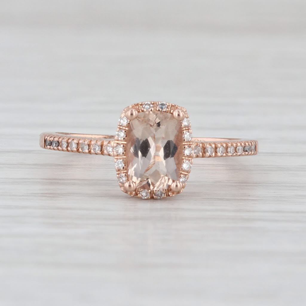 0.81ctw Morganite Diamond Halo Ring 14k Rose Gold Size 7.25 Engagement