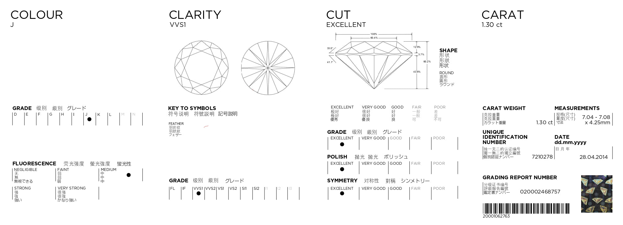 Light Gray Forevermark 1.30ct VVS1 Round Solitaire Diamond Engagement Ring 14k White Gold