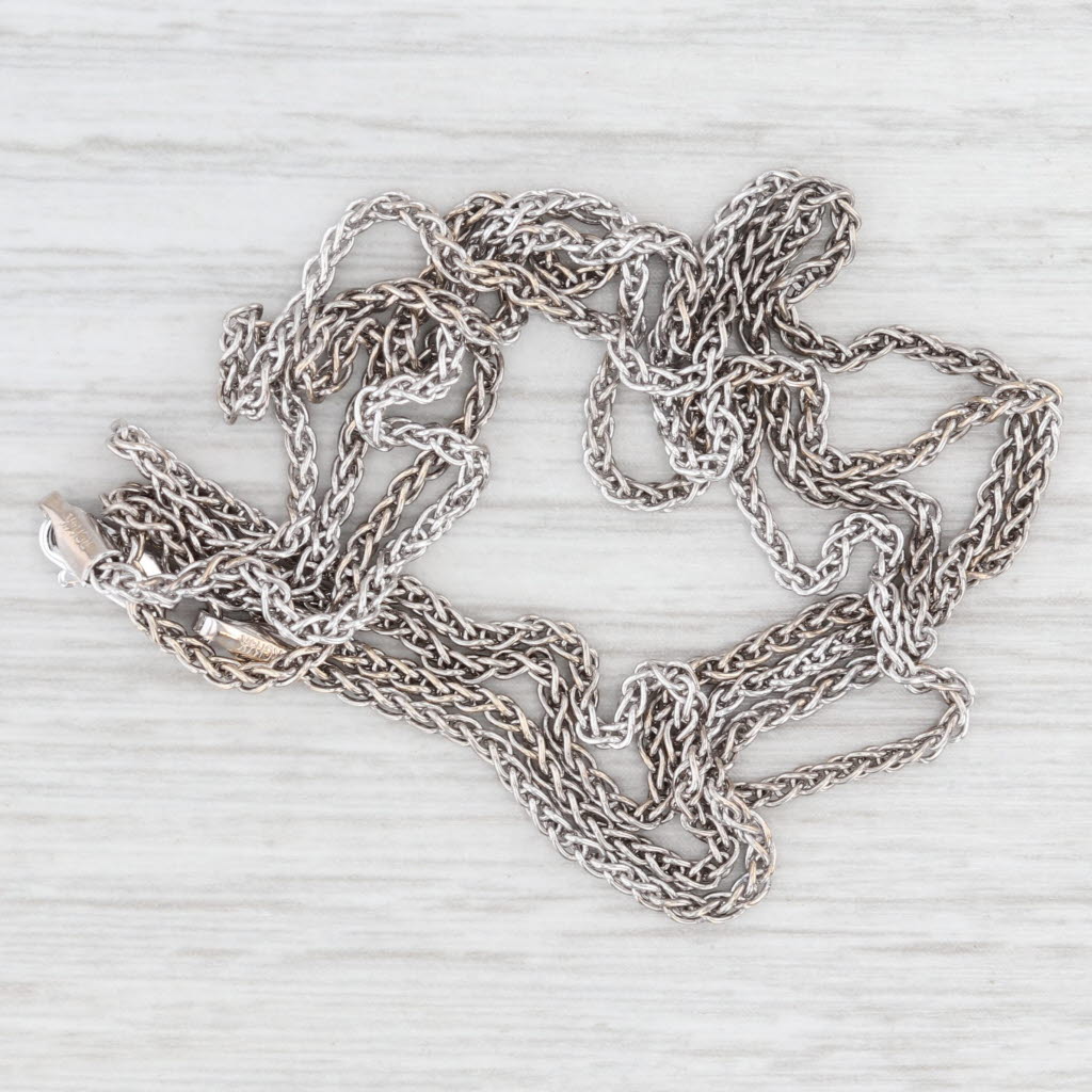 Wheat Chain Necklace 29.75" 1.4mm 14k White Gold