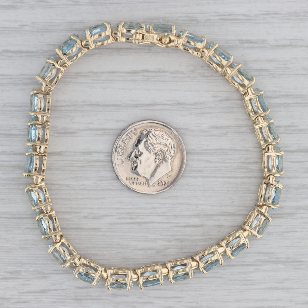 Gray 17ctw Aquamarine Tennis Bracelet 14k Yellow Gold 7" 5.7mm