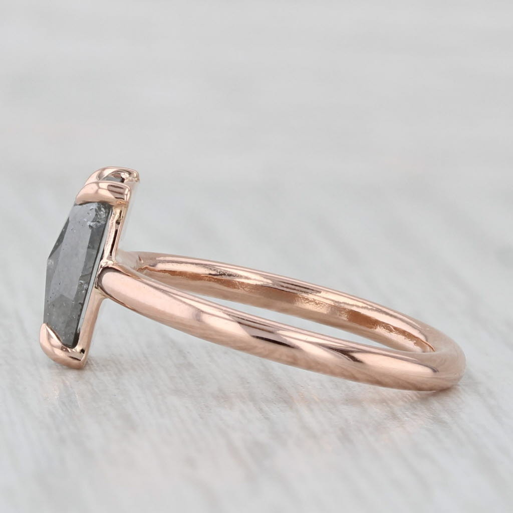 Light Gray New Custom 1.58ct Galaxy Diamond Solitaire Ring 14k Rose Gold Size 6 Rose Cut