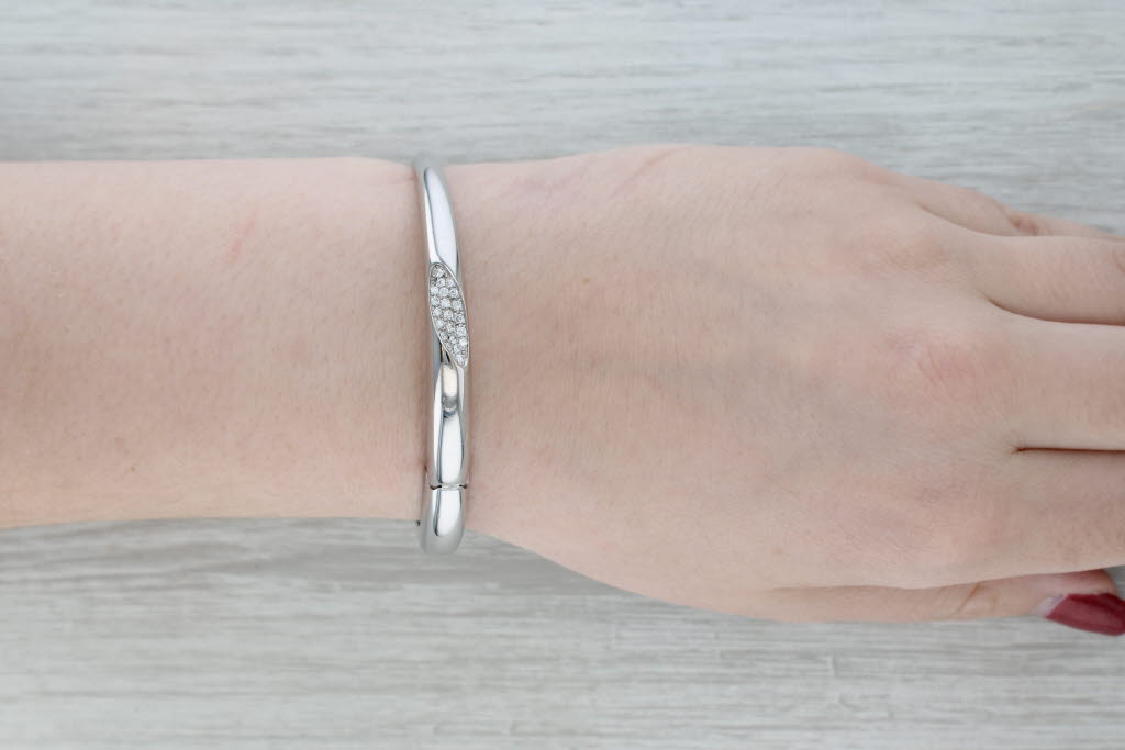 Gray Roberto Coin 0.33ctw Diamond Capri Bangle Bracelet 18k White Gold 6