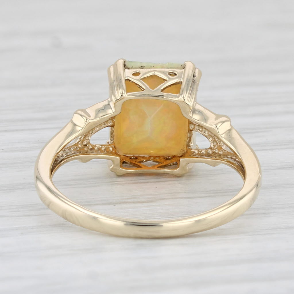 Light Gray 2.15ct Emerald Cut Opal Solitaire Ring 10k Yellow Gold Size 7