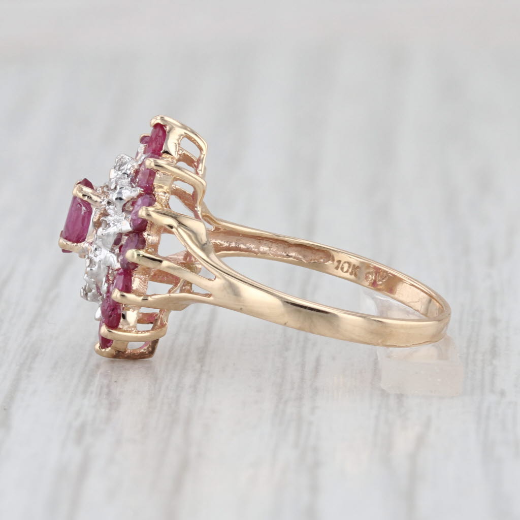 1.18ctw Ruby Diamond Halo Ring 10k Yellow Gold Size 6.25