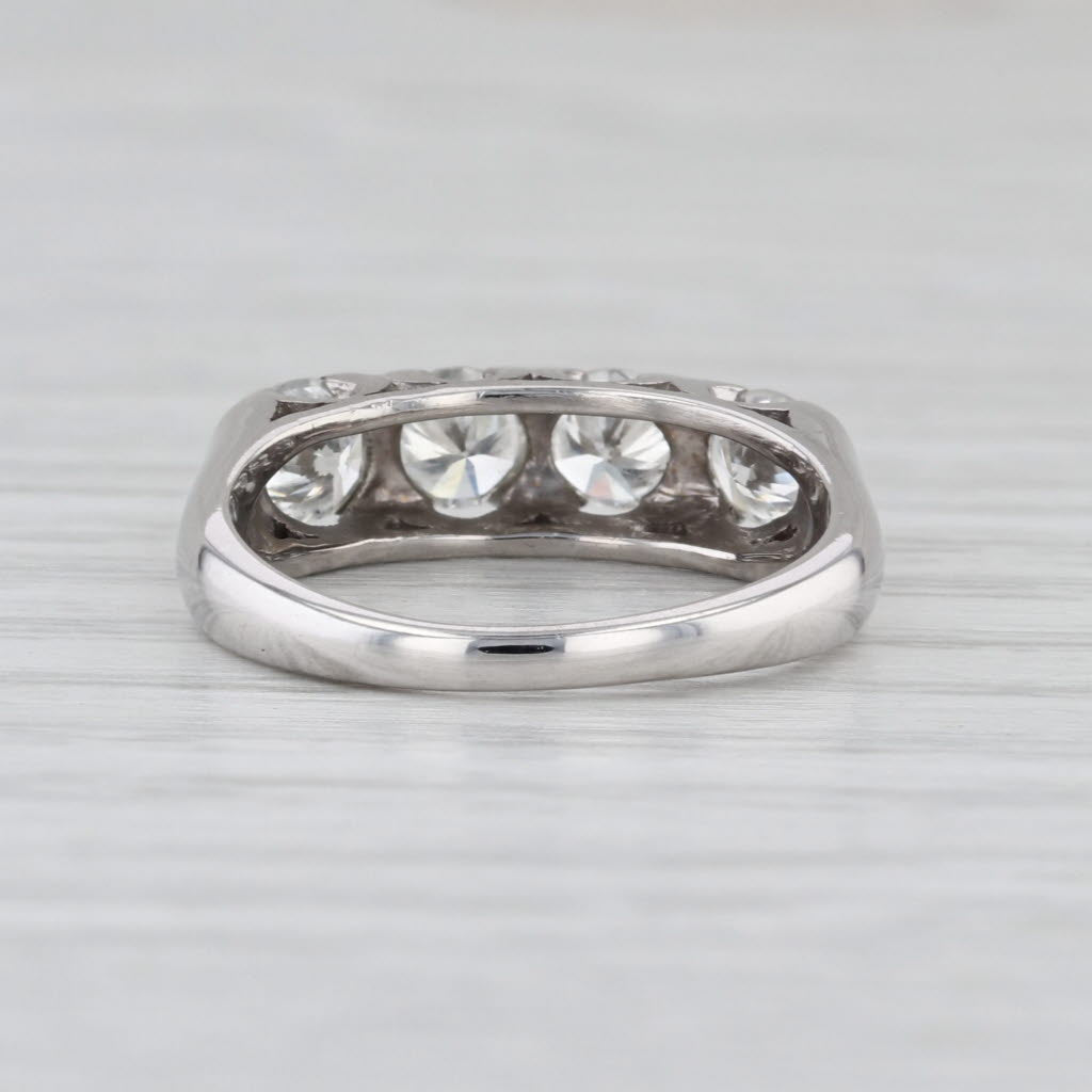 Vintage 0.90ctw Diamond Wedding Band 14k White Gold Stackable Annivesary Ring