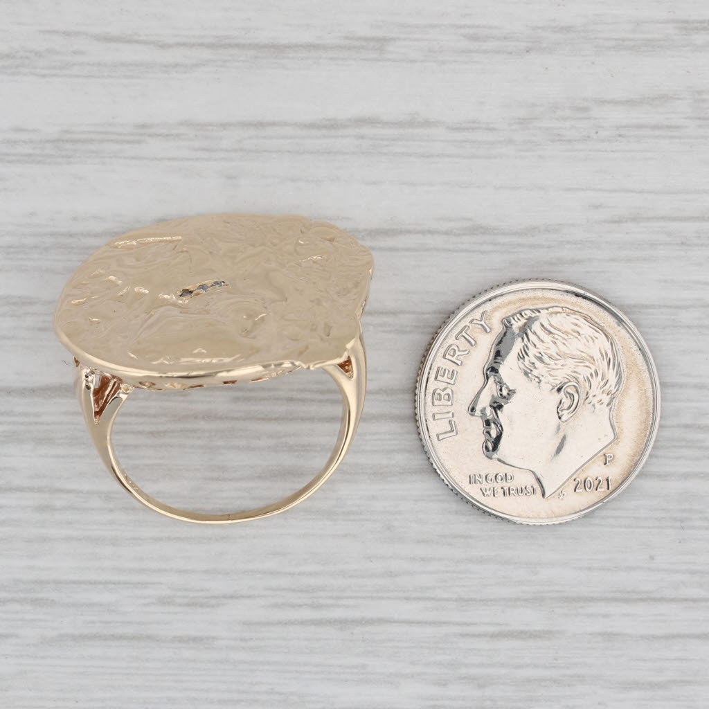 Gray Diamond Figural Cameo Style Ring 14k Yellow Gold Size 6 Statement