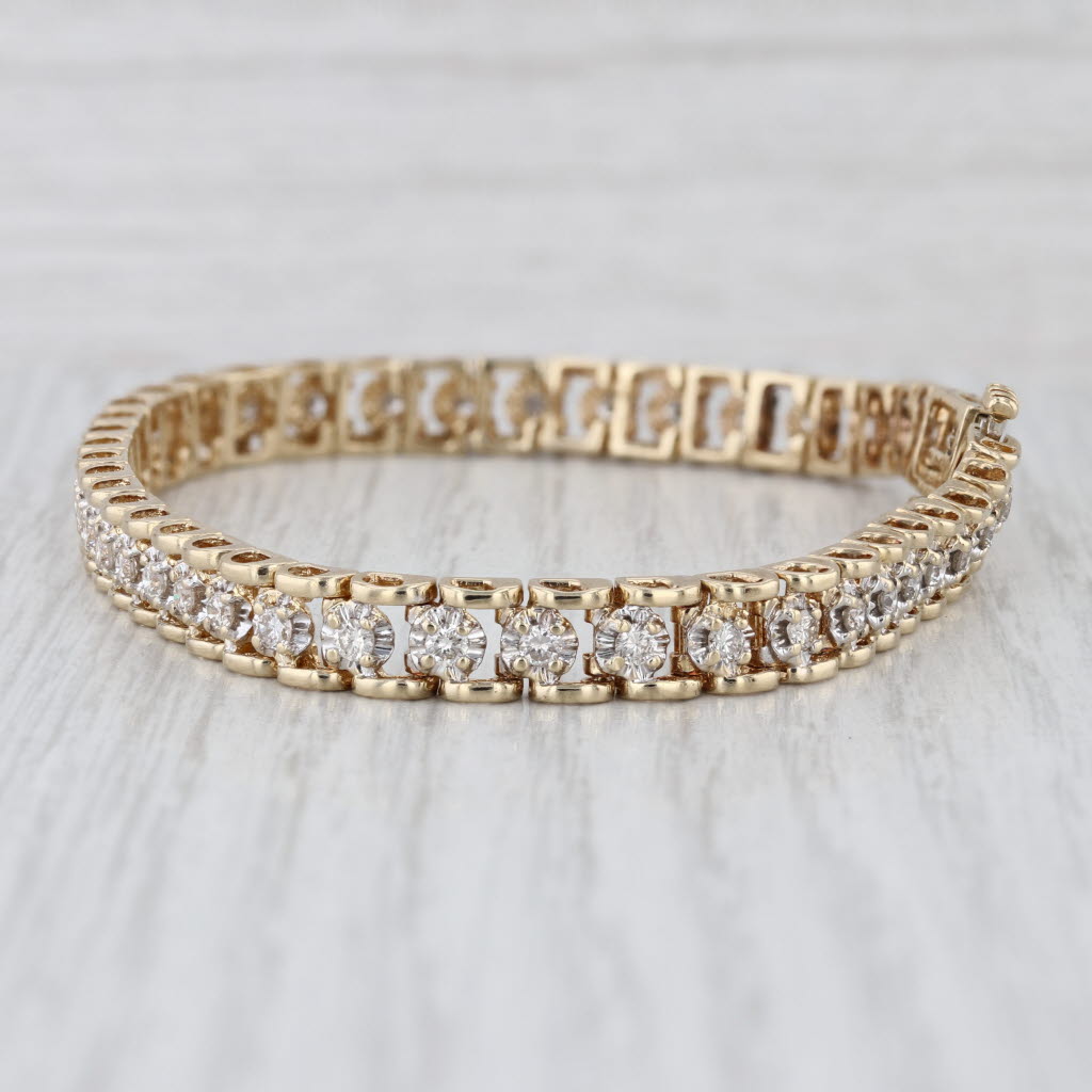 1.75ctw Diamond Tennis Bracelet 14k Yellow Gold 7.5" 6mm