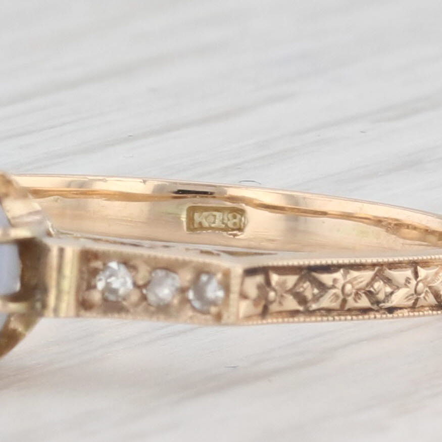 Light Gray Vintage Gray Star Sapphire Diamond Ring 18k Yellow Gold Size 8