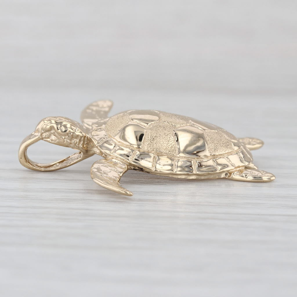 Large Sea Turtle Pendant 14k Yellow Gold Nautical Statement