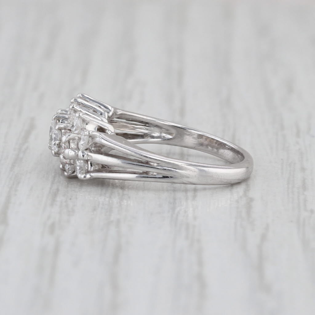 0.75ctw Diamond Cluster Ring 14k White Gold Size 4 Anniversary