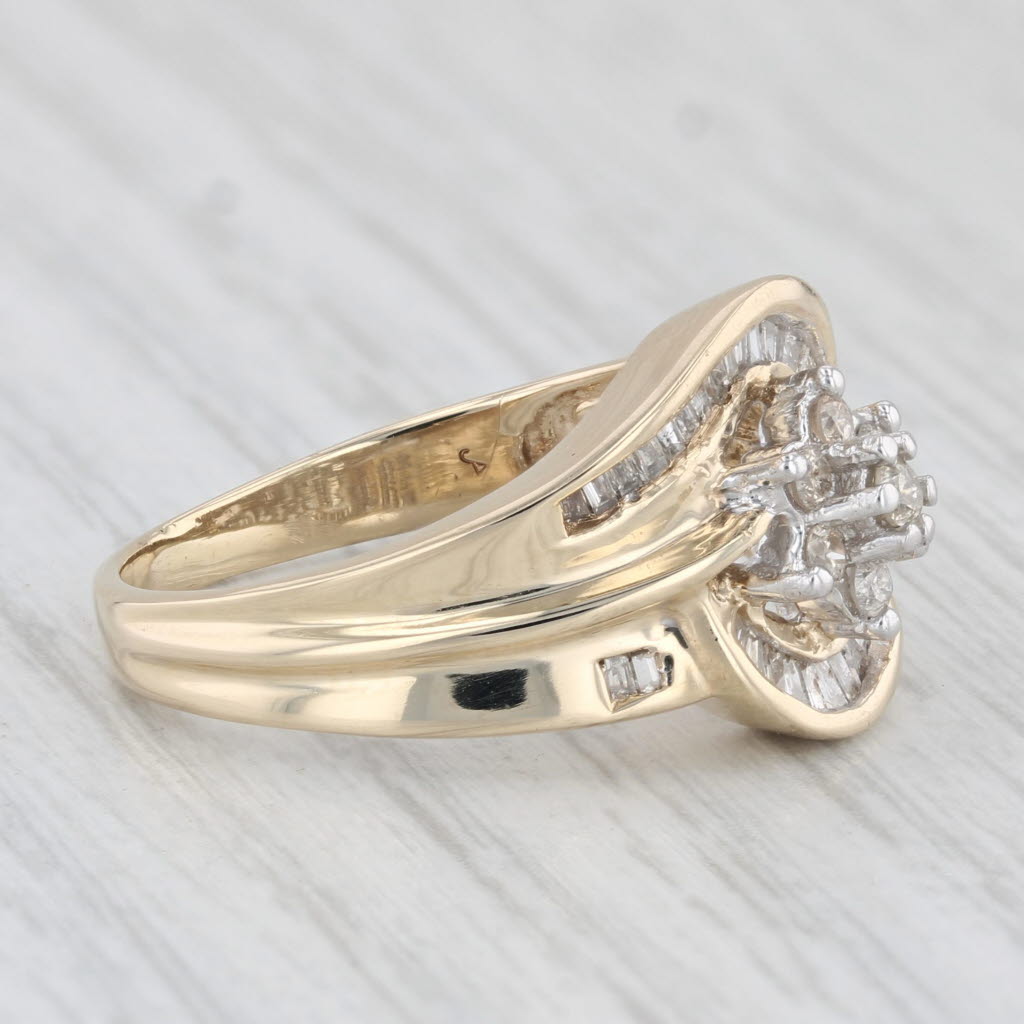 Light Gray 0.52ctw Diamond Flower Cluster Engagement Ring 10k Yellow Gold Size 7.5 Bridal