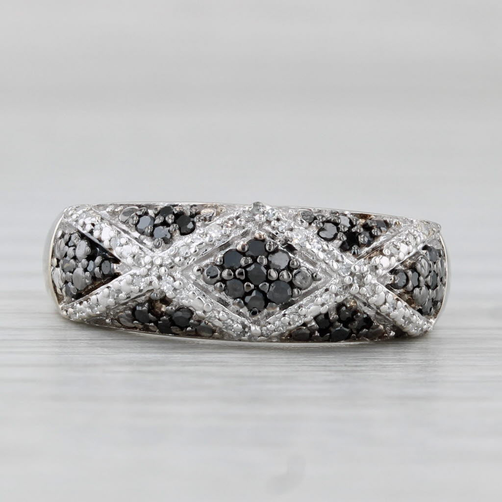 Light Gray 0.17ctw Black White Diamond Ring 10k White Gold Size 7 Stackable
