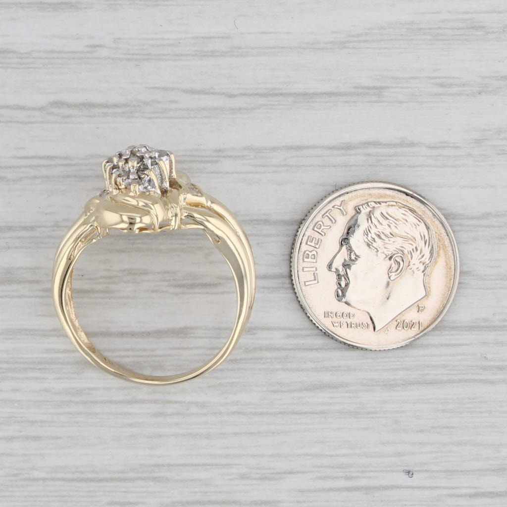 Light Gray 0.13ctw Diamond Cluster Ring 10k Yellow Gold Size 7.25