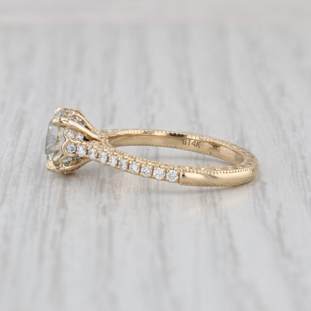 GIA 2.21ctw Round Diamond Hidden Halo Engagement Ring 14k Yellow Gold Size 6.5