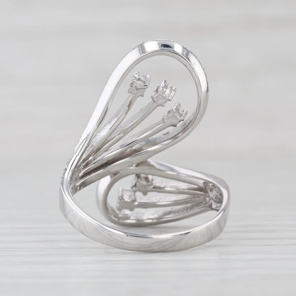 0.52ctw Diamond Shooting Stars Bypass Ring 18k White Gold Size 10 Cocktail
