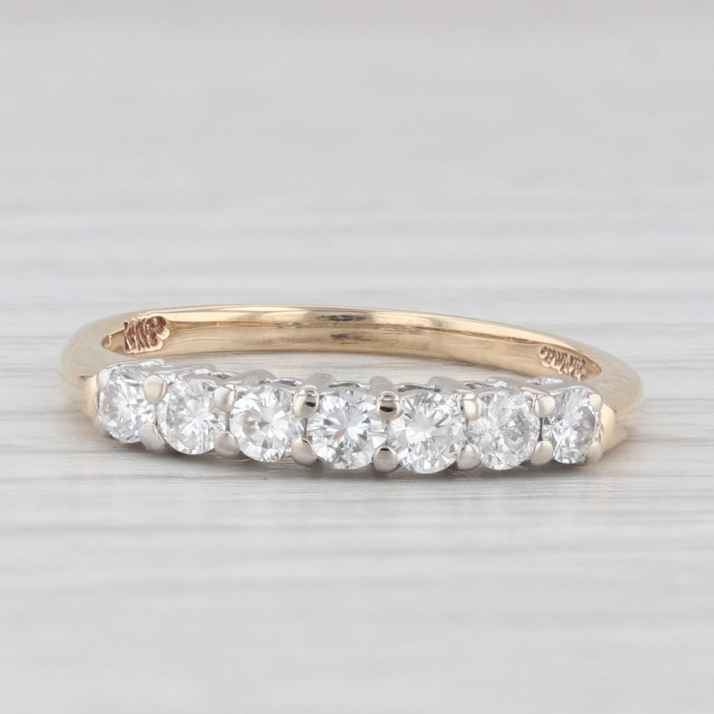 Light Gray Vintage 0.45ctw Diamond Wedding Band Stackable Anniversary Ring 14k Yellow Gold
