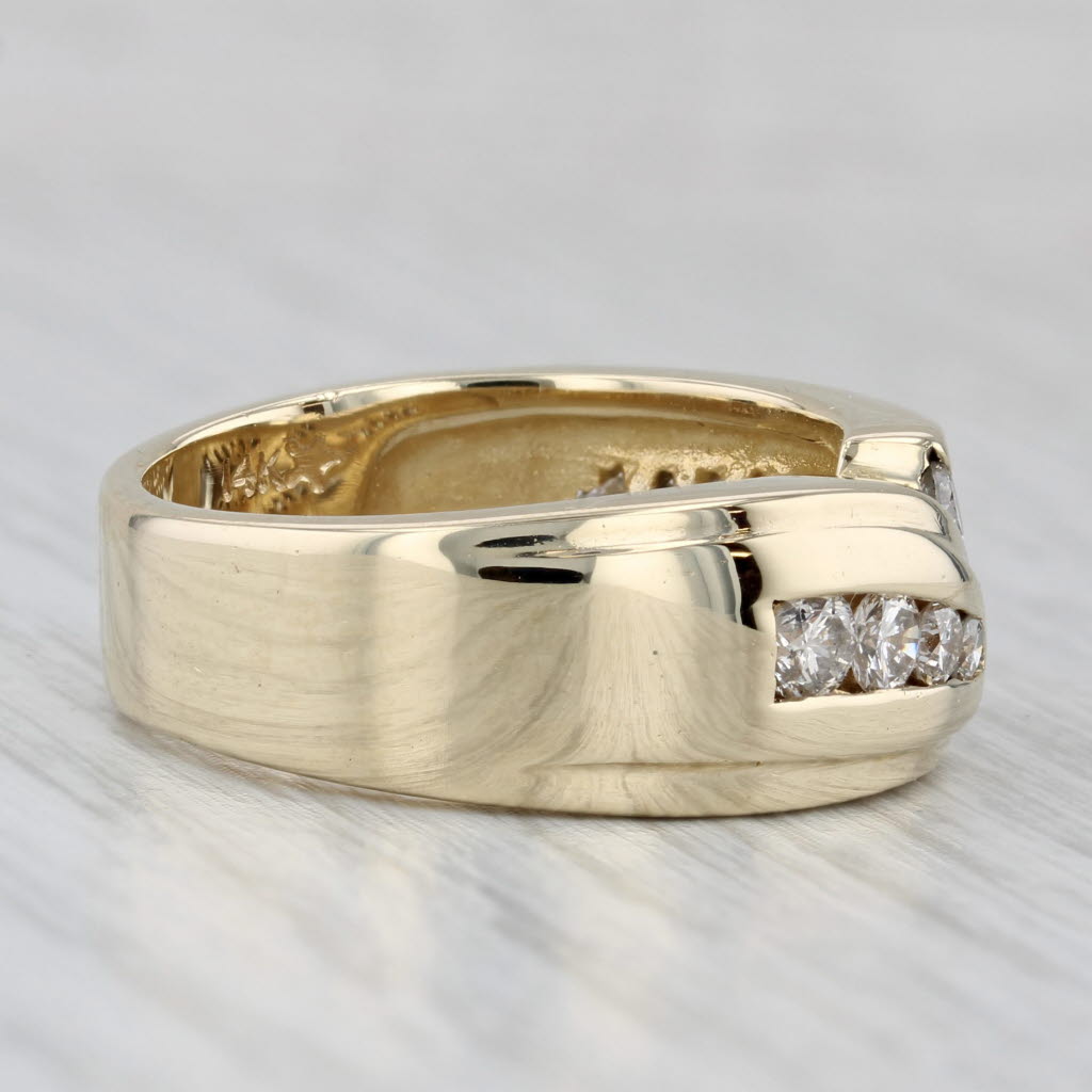 Gray 0.85ctw Diamond Men's Wedding Band 14k Yellow Gold Size 9.5 Ring