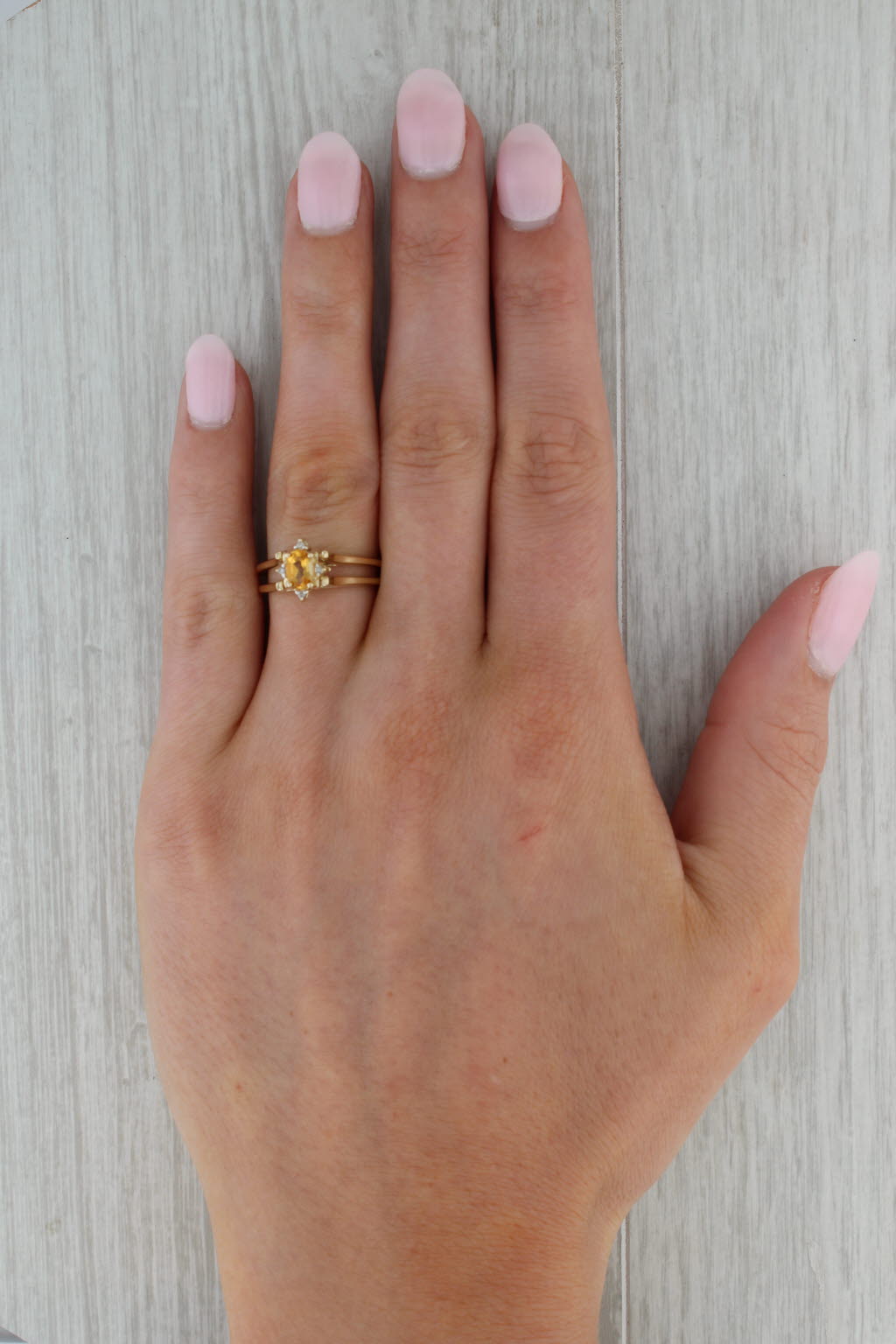 Rosy Brown 0.86ctw Citrine Amethyst Diamond Reversible Ring 14k Yellow Gold Size 7