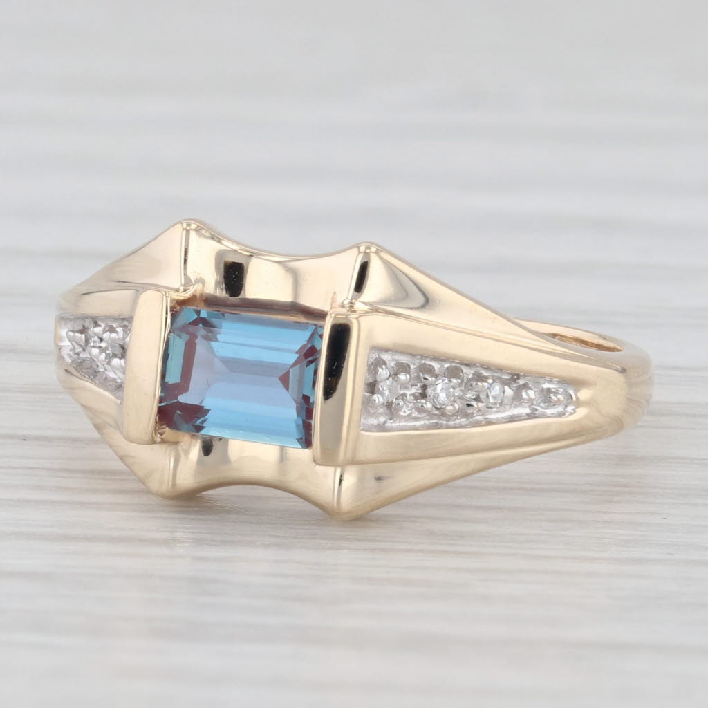 Light Gray 0.60ct Lab Created Alexandrite Diamond Ring 10k Yellow Gold Size 7