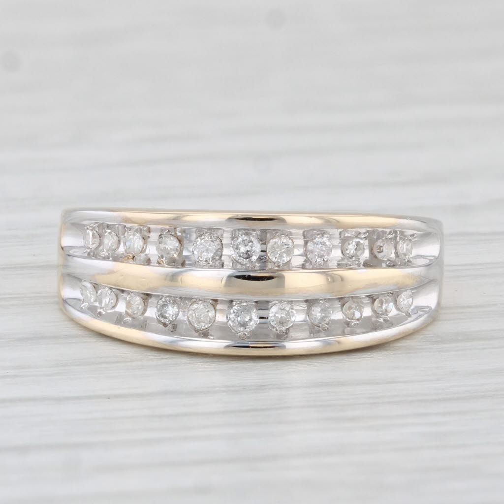 Light Gray 0.18ctw Diamond Wedding Band 10k Yellow Gold Size 7 Stackable Ring