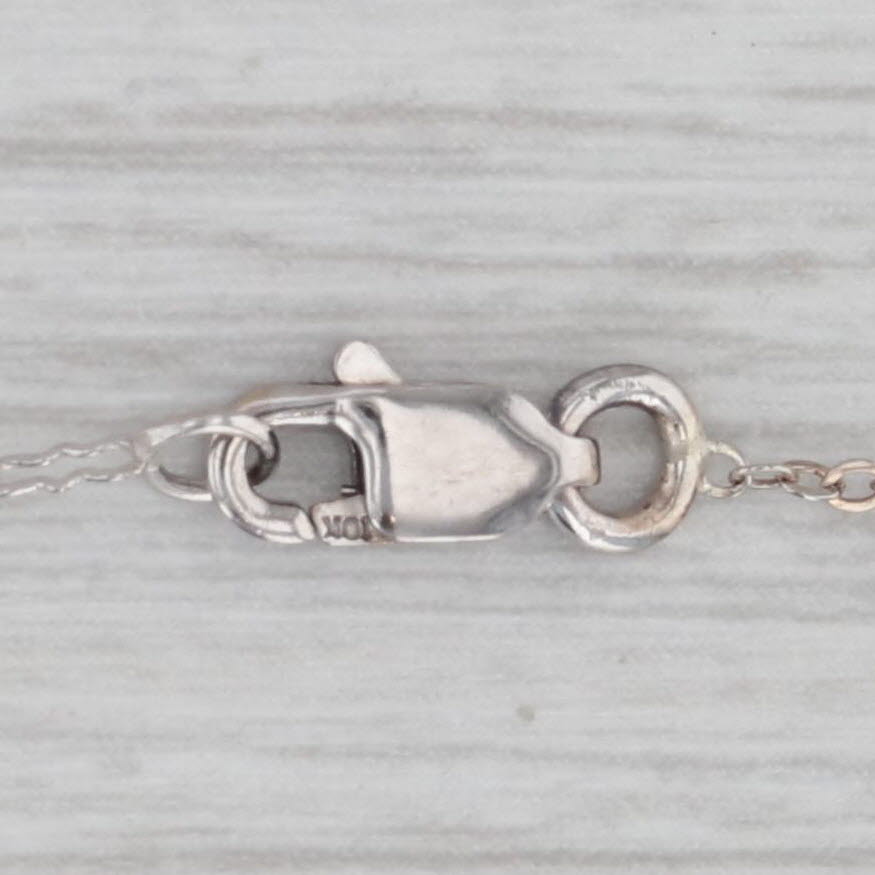 Gray Art Deco Diamond Filigree Pendant Necklace 10k White Gold 17" Crinkle Chain