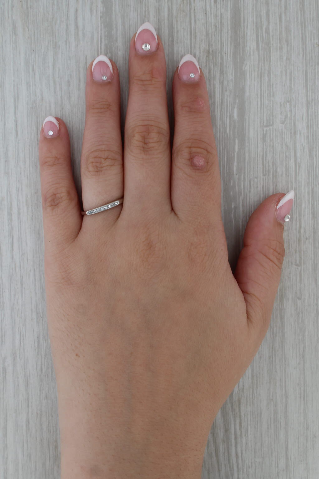 Vintage Diamond Wedding Band 900 Platinum Ring Stackable Size 8.5