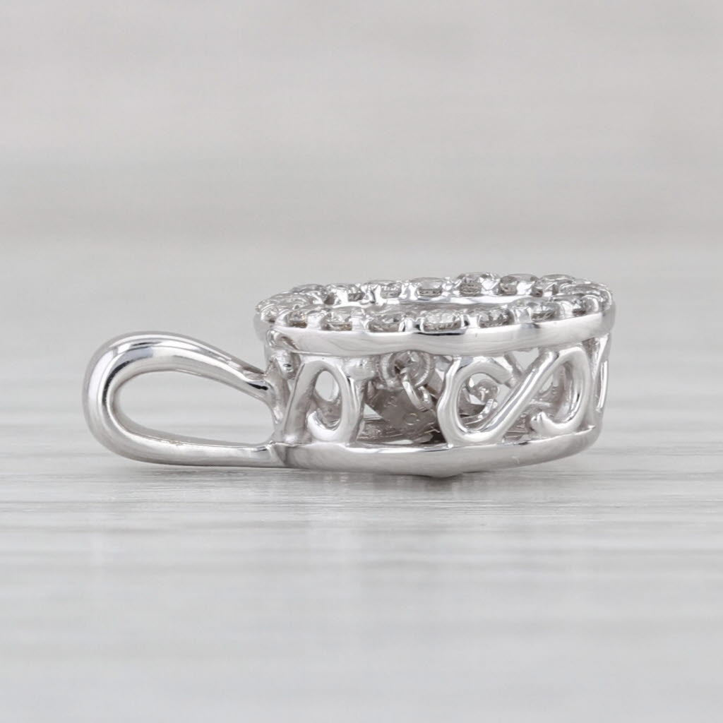 0.57ctw Floating Diamond Halo Pendant 14k White Gold Small Drop