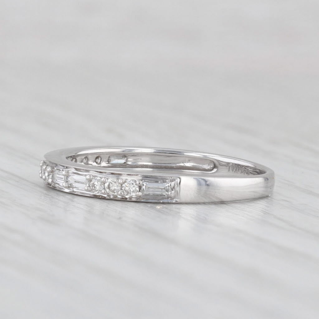 Light Gray 0.37ctw Diamond Wedding Band 14k White Gold Stackable Anniversary Ring Size 7