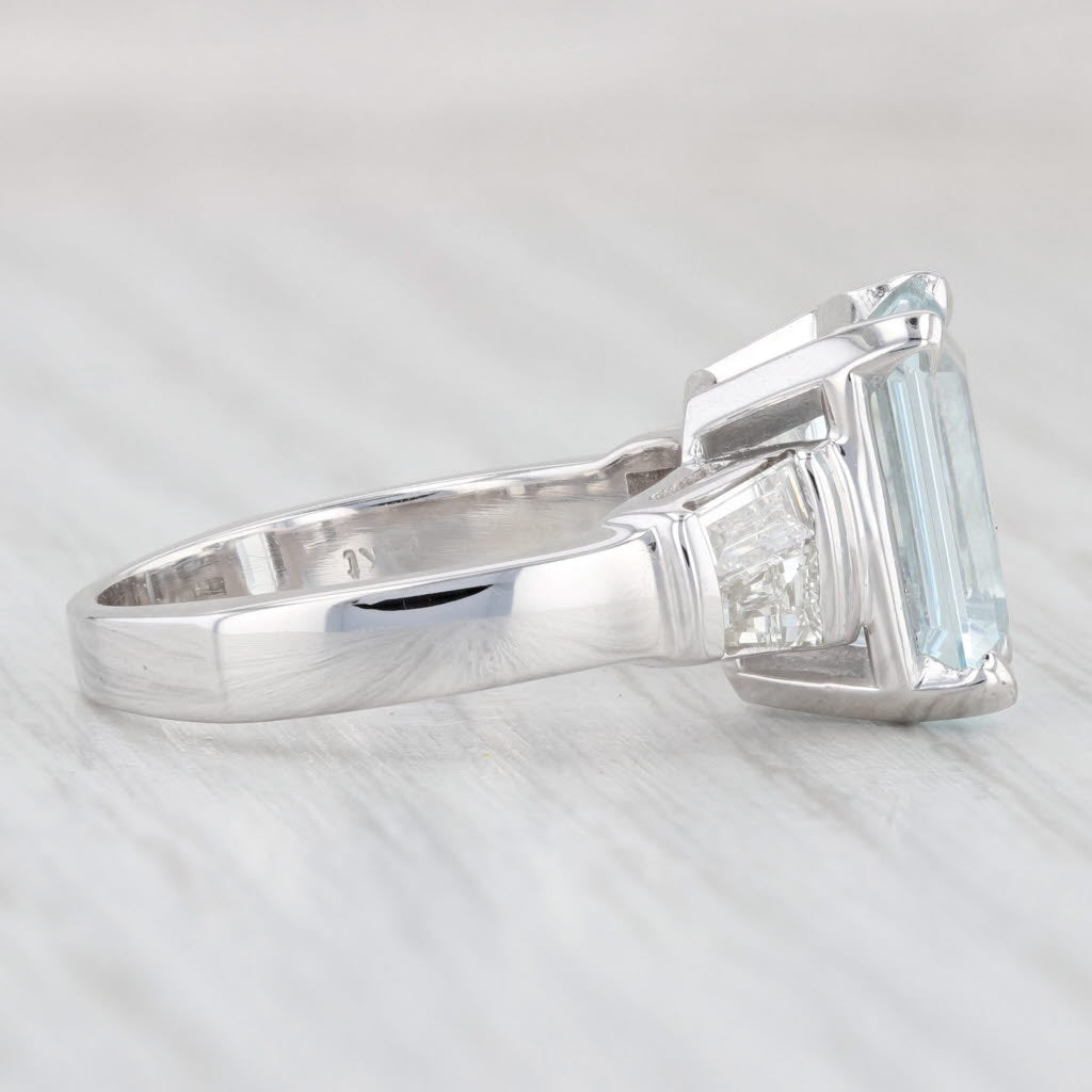 Light Gray 4.15ctw Aquamarine Diamond Ring 14k White Gold Size 7.75