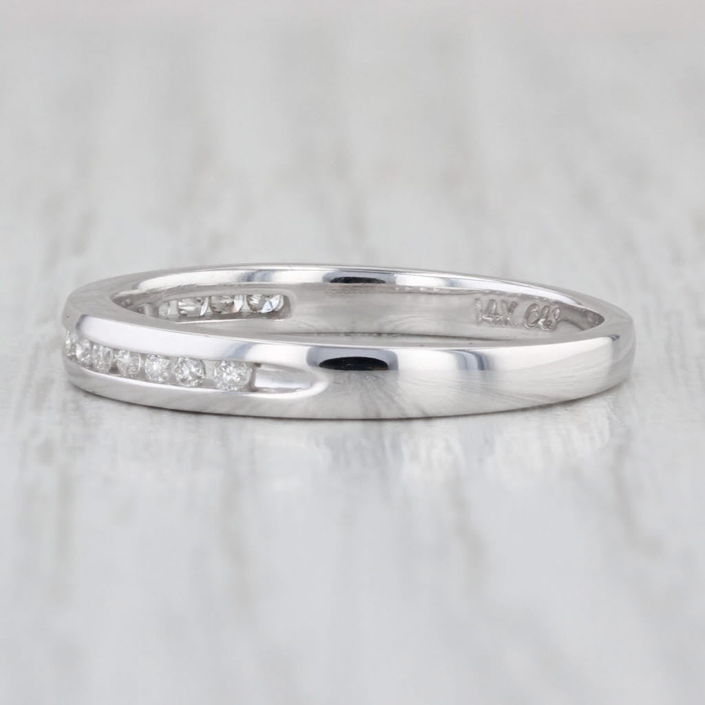 0.18ctw Diamond Wedding Band 14k White Gold Size 8 Stackable Anniversary Ring