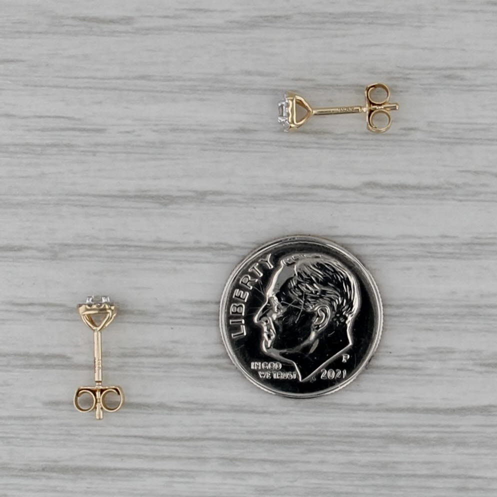 0.12ctw Diamond Halo Stud Earrings 14k Yellow Gold Small Round Studs