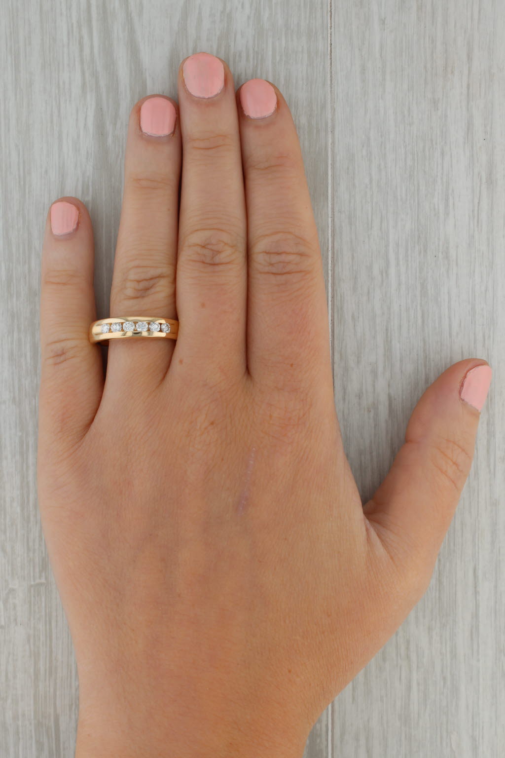 Rosy Brown 0.40ctw Diamond Wedding Band 14k Yellow Gold Size 8 Anniversary Ring Stackable