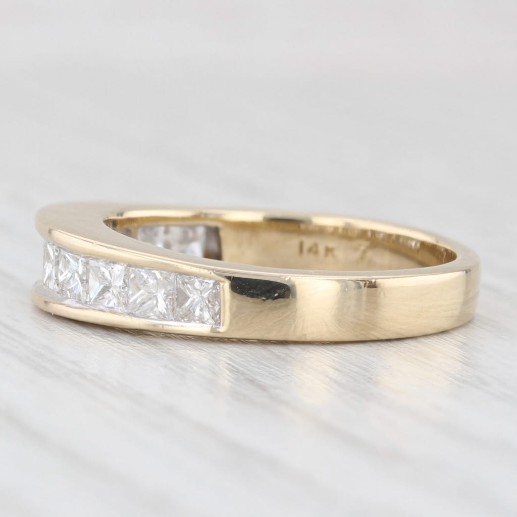 Light Gray 0.90ctw Diamond Wedding Band 14k Yellow Gold Size 7 Stackable Anniversary Ring