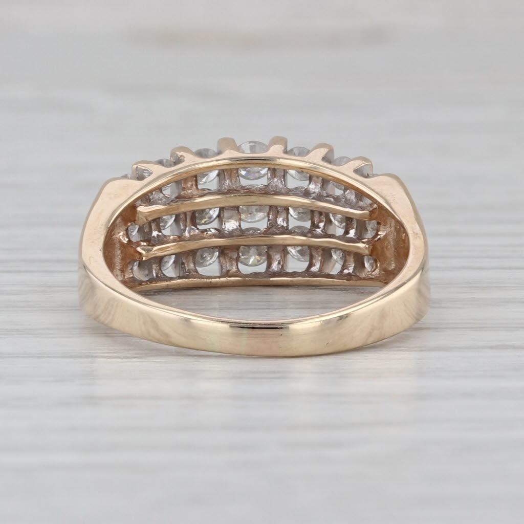 0.75ctw Diamond Cluster 3-Row Ring 10k Yellow Gold Size 8.5