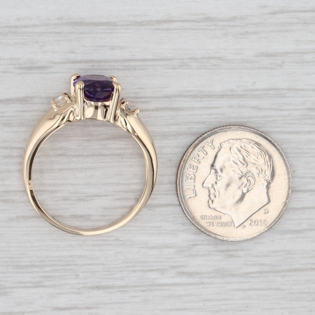 Light Gray 1.66ctw Oval Amethyst Diamond Ring 14k Yellow Gold Size 7.25