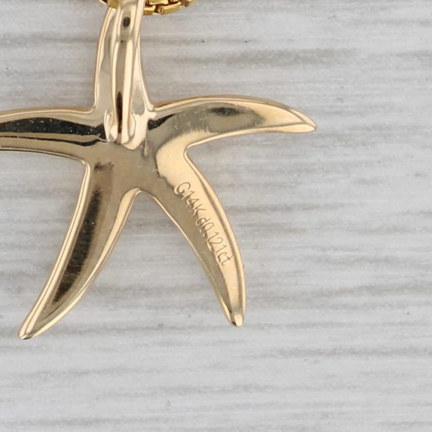 Gray New 0.12ctw Diamond Star Pendant 14k Yellow Gold 17-18" Box Chain