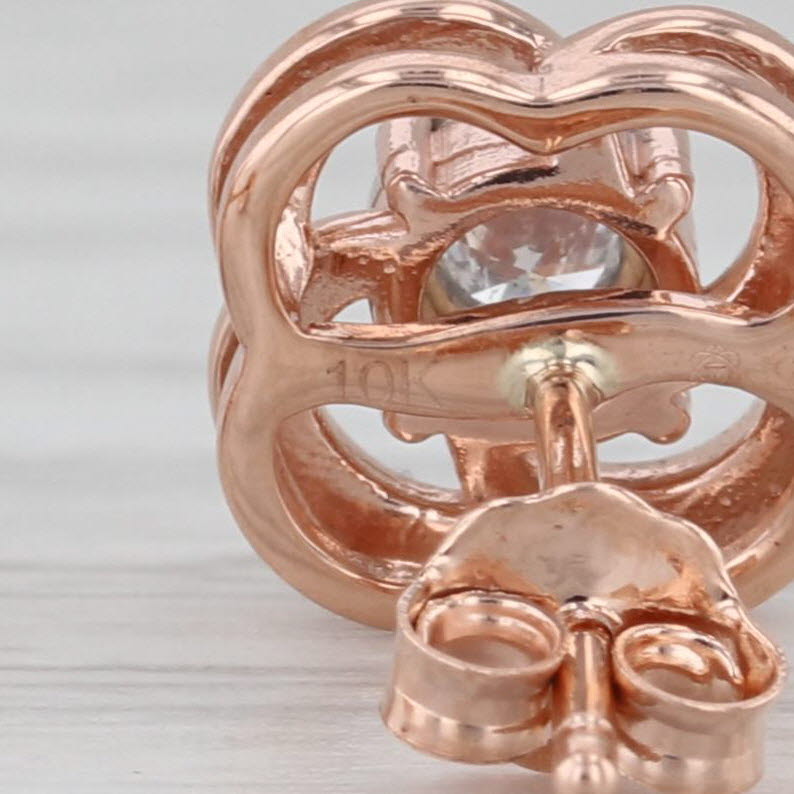 0.20ctw Round Diamond Flower Stud Earrings 10k Rose Gold Studs
