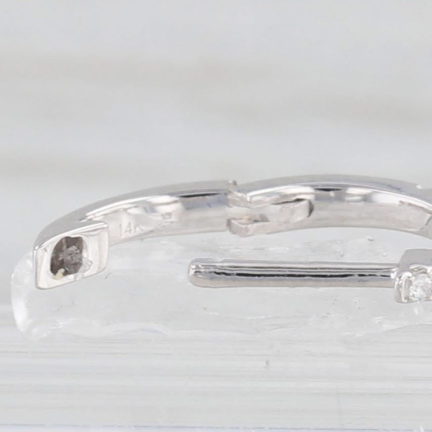 Light Gray New Diamond Micro Hoop Huggie Earrings 14k White Gold Small Round Hoops