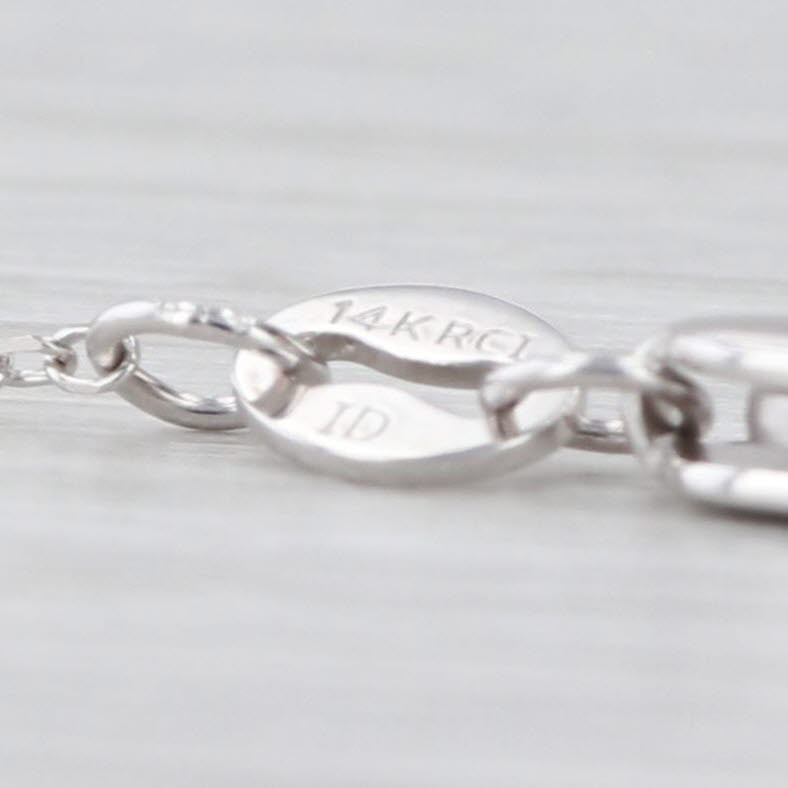 Diamond Bow Pendant Necklace 14k White Gold Cable Chain 16.25"