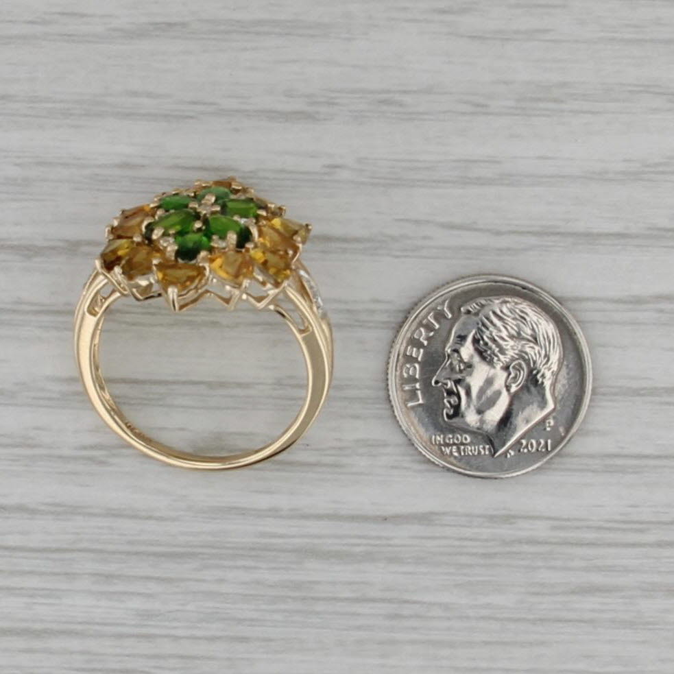 3.05ctw Green Chrome Diopside Yellow Apatite Diamond Ring 10k Gold Cocktail