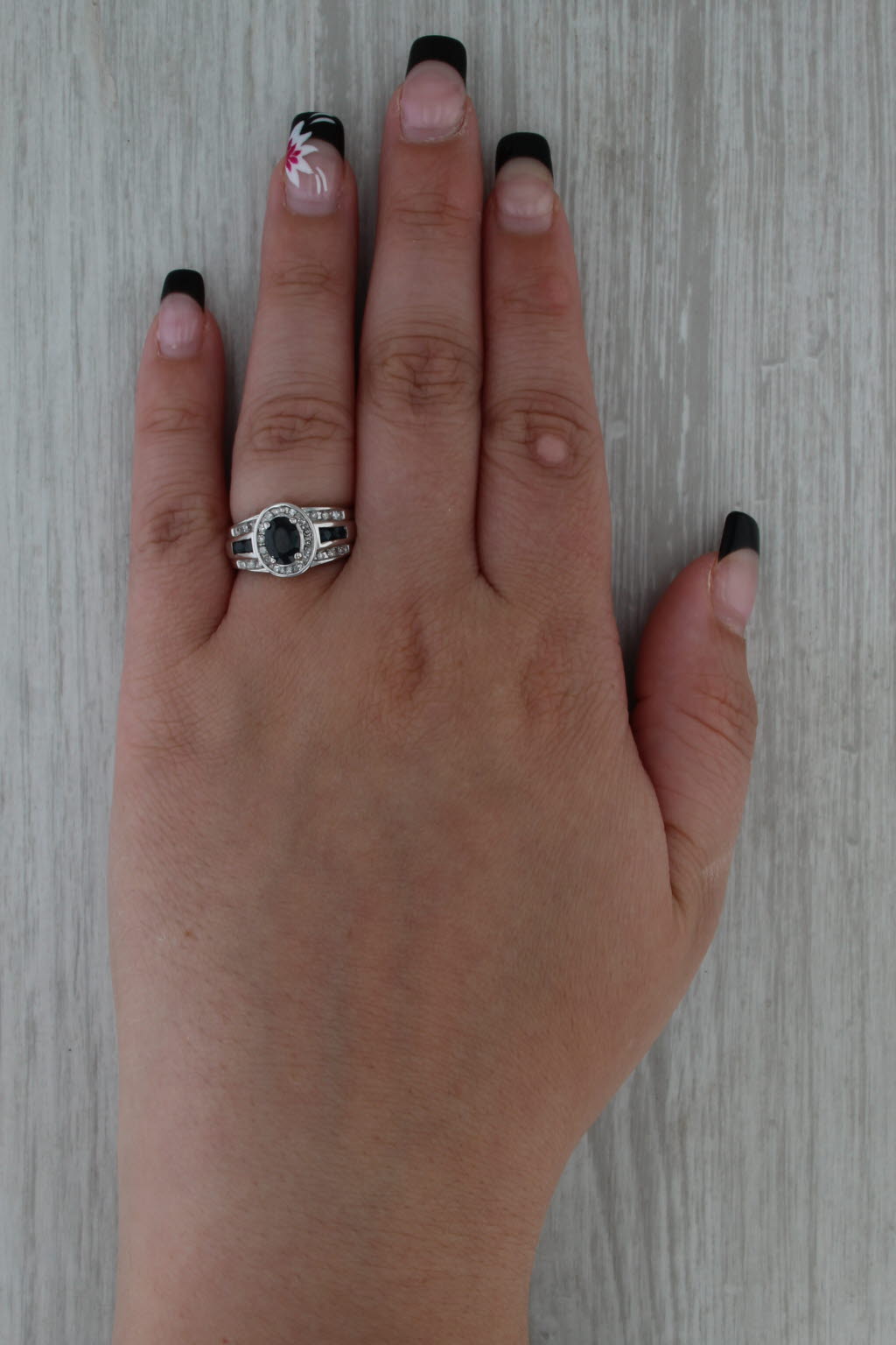 1.28ctw Oval Blue Sapphire Diamond Halo Ring 14k White Gold Size 6.5 Engagement