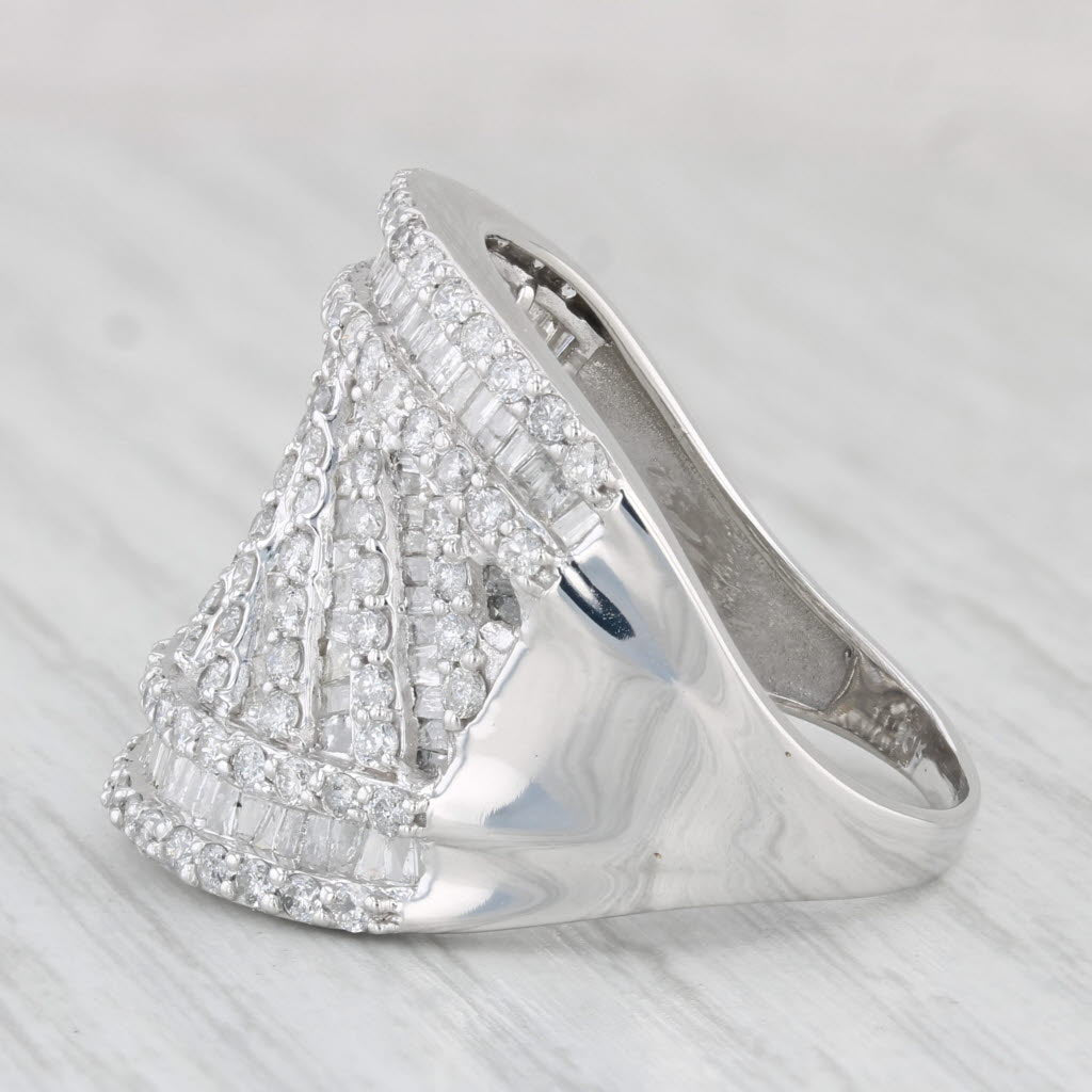 Light Gray 3ctw Diamond Cocktail Ring 10k White Gold Size 10.75