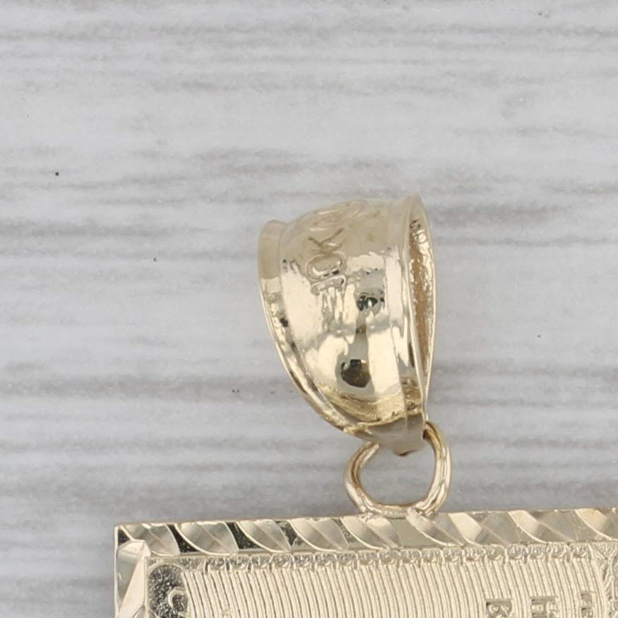 Gray 100 Dollar Bill Pendant 10k Yellow Gold Detailed Copy Benjamin Franklin