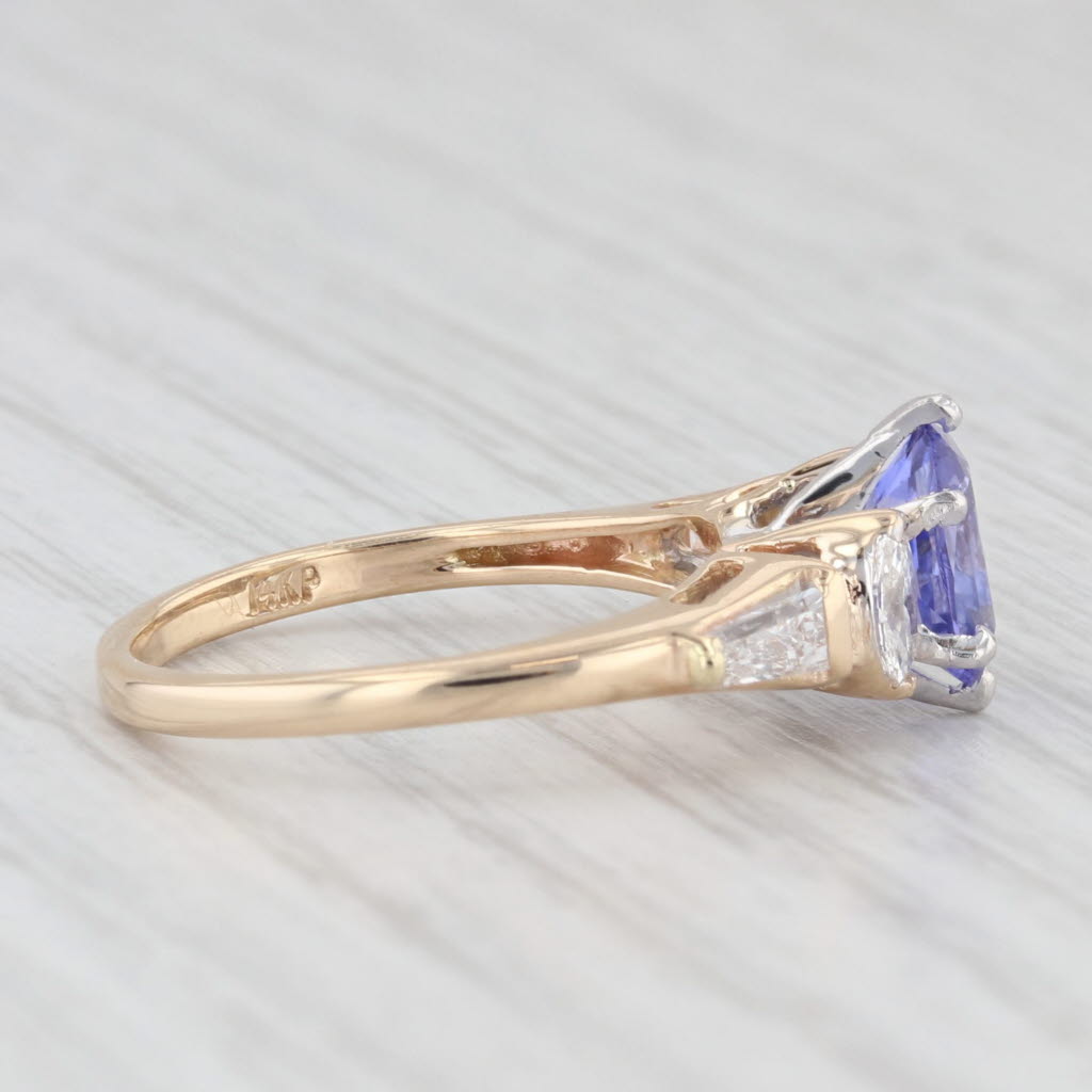 Light Gray 1.66ctw Tanzanite Diamond Ring 14k Yellow Gold Size 6 Oval Engagement