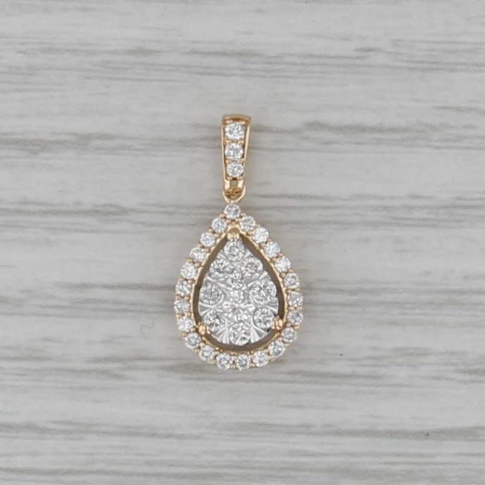 0.47ctw Diamond Cluster Teardrop Pendant 14k Yellow Gold