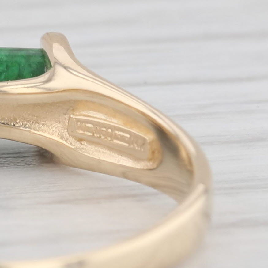 Light Gray Green Maw Sit Sit Solitaire Mid-Century Modern 14K Yellow Gold Ring Size 9.25