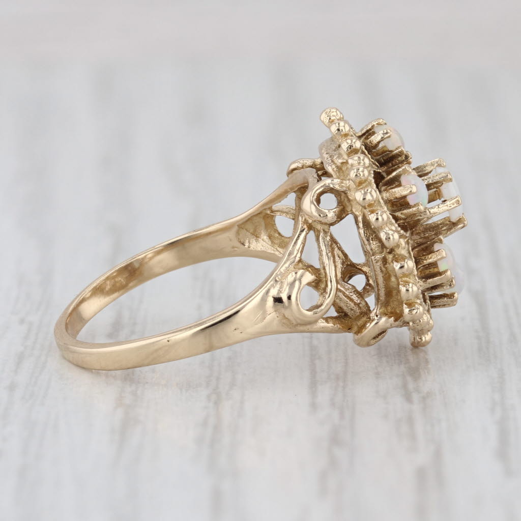 Opal Flower Cluster Ring 14k Yellow Gold Size 7.5 Cocktail