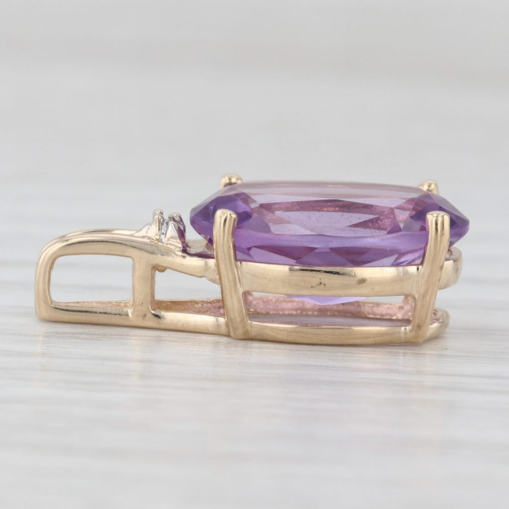 Light Gray 5.50ct Oval Amethyst Diamond Pendant 10k Yellow Gold