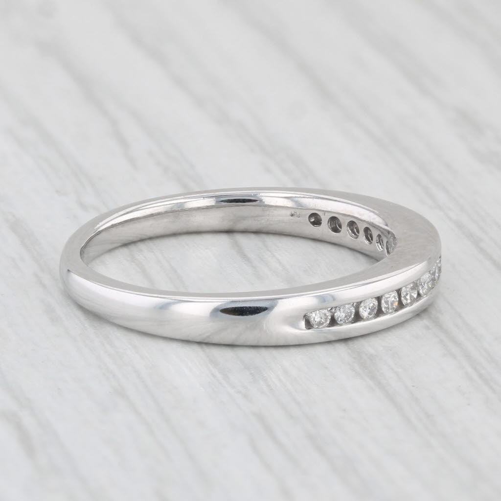Light Gray 0.12ctw Diamond Women's Wedding Band 14k White Gold Size 5.5 Stackable Ring